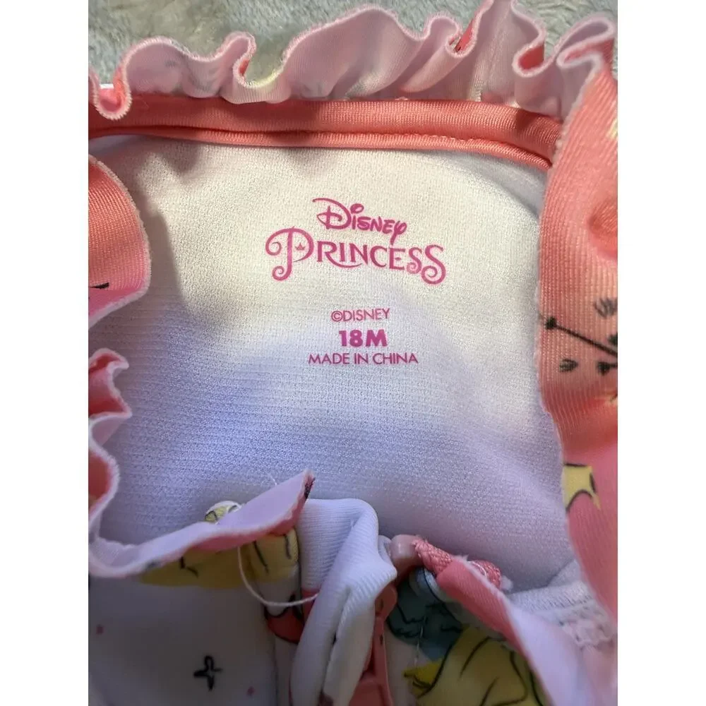 Disney‎ Princess One-Piece Swimsuit Girls Baby 18m Zip Front UPF 50+